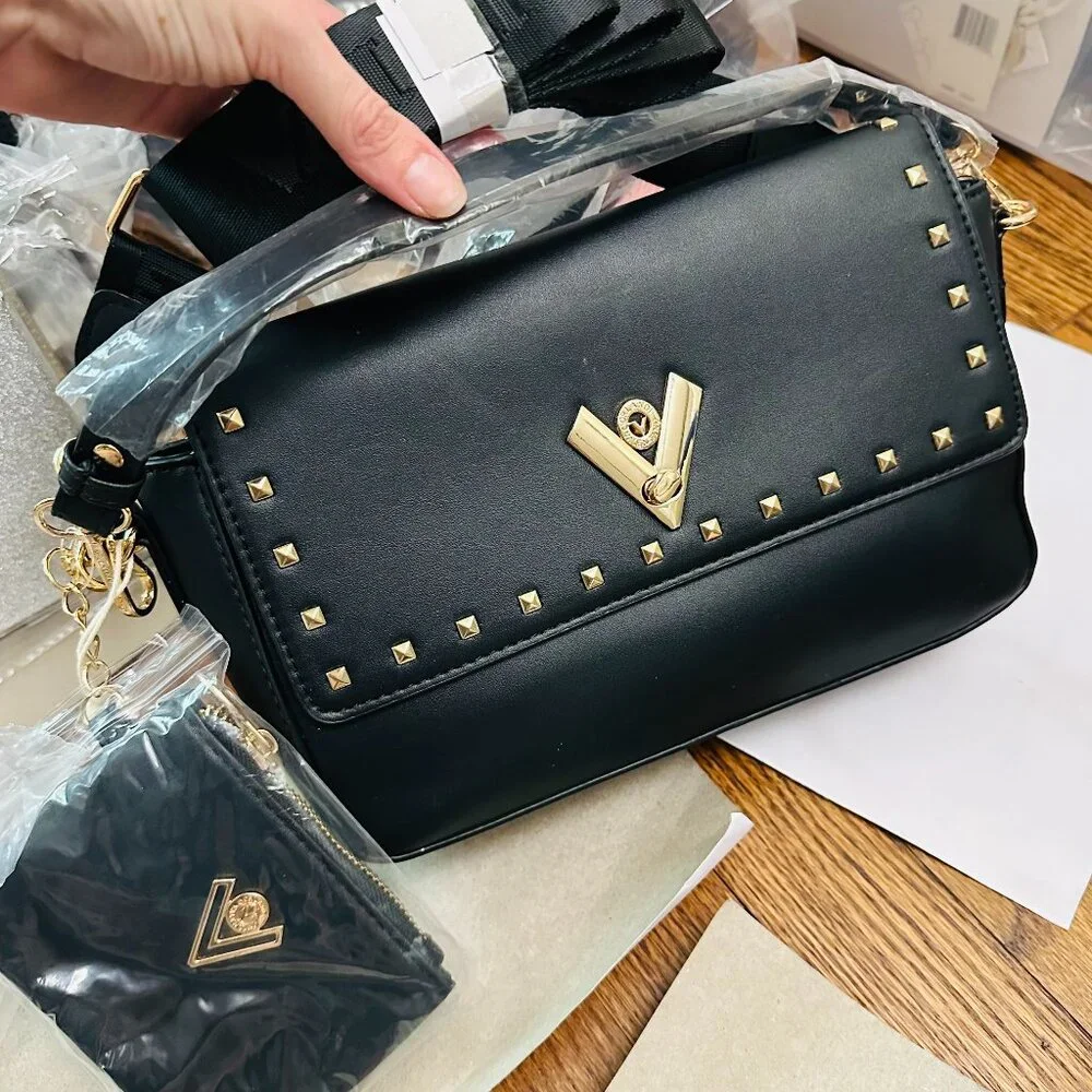 $219 NWT Valentino Orlandi Studded Vegan Leather Crossbody‎ & Wallet